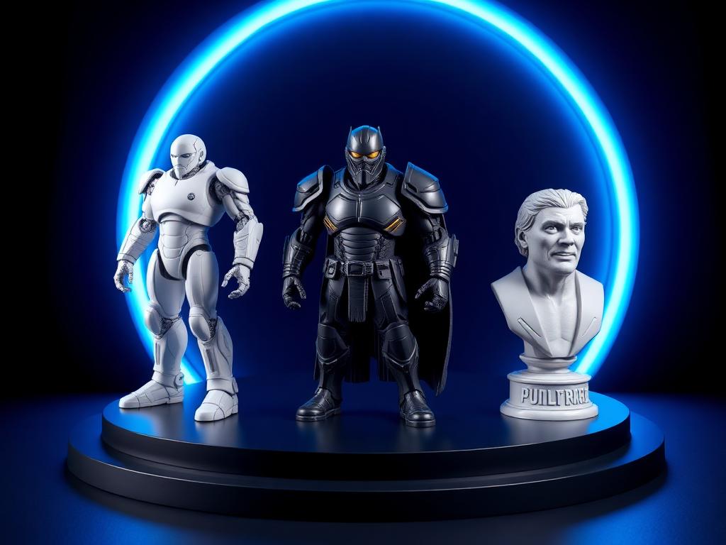 Action Figures — printable 3D models including Robot، Superhero figure، Collectible bust